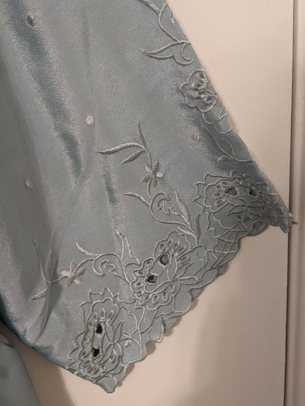 Sandpoint Coldwater Creek Dusty Blue Blouse XL Embroidered Boho Cottagecore - Picture 4 of 13